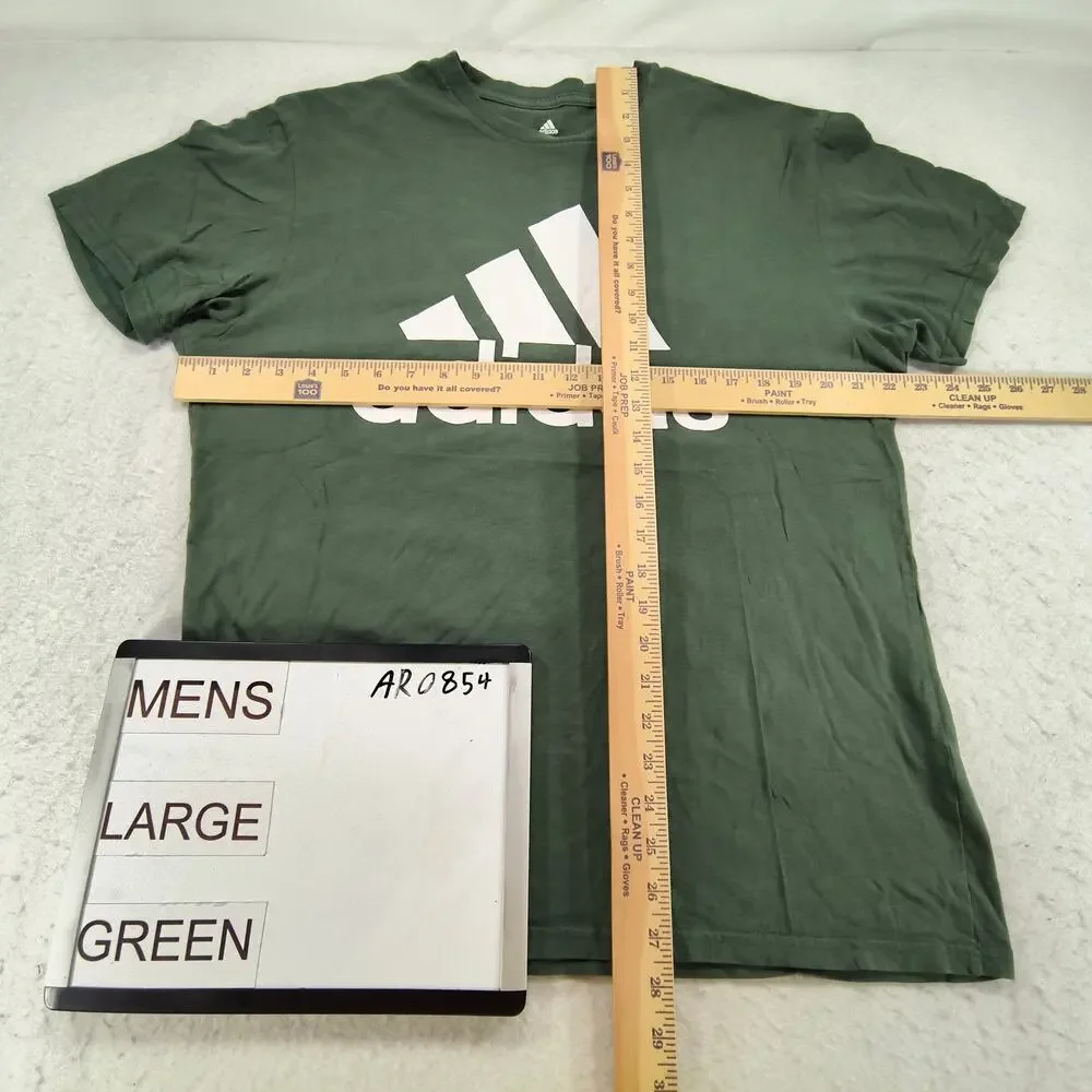 Adidas Casual Crew Neck Short Sleeve T Shirt Mens Size Large L Green White